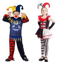 小丑cosplay幼兒角色扮演兒童化妝舞會小丑格子裙男女童演出服裝
