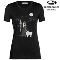 活動價 Icebreaker Tech Lite II AD150 女款 美麗諾羊毛排汗衣/圓領短袖上衣-牧羊女孩 0A56DP 001 黑色