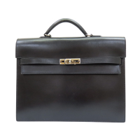 HERMES 愛馬仕 黑色 Box牛皮 Kelly Depeches 34 公事包 □M刻 銀扣 【二手名牌BRAND OFF】