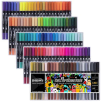 120 Colors Dual Tip Brush Pens Fineliner Tip 0.4mm Brush Tip 1-2mm Art Marker Pens Set for Coloring Journal Calligraphy Drawing