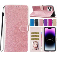 Cute Glitter Case For Huawei Y5P Y6P Y6S Y7A P Smart 2021 2020 Z Y5 2018 Y7 Prime 2019 Woman Kids Wallet Card Holster Cover P18D
