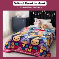 Selimut Karakter Anak 150x200 Flanel Halus Lembut + Free Tas Packing TSUM TSUM KINGDOM