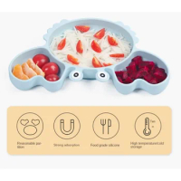 Auxiliary Dining Plate Children's Tableware Set Triple Crab Silicone Dining Plate Set Baby Dining Plate Baby