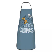 Unisex Cookie Monster Bib Apron Adult Women Men Chef Tablier Cuisine for Cooking Kitchen Cartoon Sesames Streets Baking