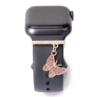 1pc Golden Butterfly WatchBands Charm Decoration for Apple Watch Band Accessories for Galaxy Watch Series Bands Charms Jewelry