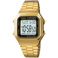 【CASIO 卡西歐】學生錶 復古時尚方形電子錶-金 畢業禮物(A178WGA-1A)