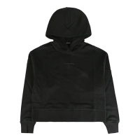 【CANADA GOOSE】CANADA GOOSE Muskoka立體字母LOGO橡膠標設計純棉圓領落肩連帽T恤(女款/黑)