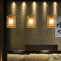 日式吊燈竹編東南亞禪意新中式手工燈罩餐廳宴會廳榻榻米餐廳燈具