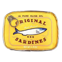 Canned Sardines Style Cosmetic Bag Cute Storage Bag Creative for Work (Beige)