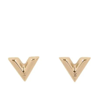 【LV】Essential V 經典標誌針式耳環(金色)