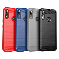 เคสโทรศัพท์ TPU ซิลิโคนนิ่ม, ลายแปรงคาร์บอนไฟเบอร์, สำหรับ Motorola Moto E6S 2020/E6i E6 Plus, ฝาครอ