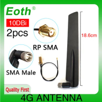 Eoth 2pcs 4G lte antenna 10dbi SMA Male Connector Plug antenne router 21cm ipex 1 SMA female for huawei pigtail Extension Cable