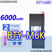 High Capacity GUKEEDIANZI Battery BTY-M6K 6000mAh for MSI MS-17B4 MS-16K3 GS63VR-7RG GF63 Thin 8RD 8RD-031TH 8RC GF75