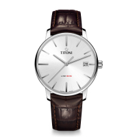 TITONI瑞士梅花錶 LINE1919 百周年系列錶款 T10 超薄自製機芯 (83919 S-ST-575)-銀面皮帶/40mm