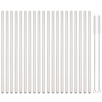 20Pcs 304 Stainless Steel Drinking Straw High Quality Straw Set Eco-friendly Reusable Metal Straws Set Party Juice Bar Accessory