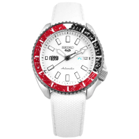 【SEIKO 精工】限量款 5 Sports 機械錶 快打旋風 RYU隆 尼龍帆布手錶 白色 41mm(4R36-08P0W.SRPF19K1)