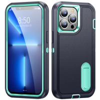 PKCASE Heavy Armor Shockproof Case For iPhone 13 14 15 Pro Max 11 12 Pro Max 6 6s 7 8 Plus SE 2022 X Xs XR Metal Bracket Cover