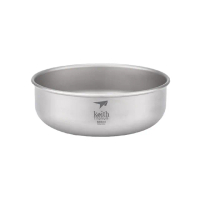 【Keith】純鈦輕量環保折疊握把湯碗 Ti5325 500ml(悠遊戶外)