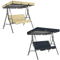 Penutup Atas Kerusi Taman Luar 210D 164×114×15 cm dan Penutup Tempat Duduk 130×48×8 cm Hitam