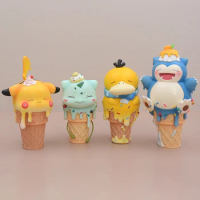 Pikachu Bulbasaur Psyduck Snorlax Action Figures Pokemon Ice Cream Series Anime Toy Cartoon Model Doll Collectible Ornament Gift