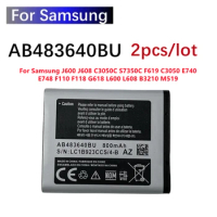 2pcs/lot Battery AB483640BU 880mAh For Samsung J600 J608 C3050C S7350C F619 C3050 E740 E748 F110 F118 G618 L600 L608 B3210 M519