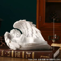 歐式復古天使擺件美式樹脂石膏雕像雕塑小天使法式桌面裝飾品道具-羽翼天使擺件-左躺 均碼-款式41