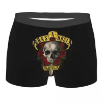 Custom Guns N Roses Hard Rock Band Boxer Shorts For Men 3D Print Bullet Logo Underwear Panties Briefs Soft Underpants
