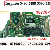 18778-1 For DELL Inspiron 5490 5498 5590 5598 Laptop Motherboard with i5 i7 10th CPU 4G 8G RAM 100% Tested