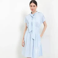 White Mode Utha Dresses - Dress Salur Aqua Blue - Pakaian Wanita Dresses Cewek S