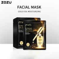 10pcs 24k Gold Foil Facial Mask Moisturizing Hydrating Anti-Aging Depth Replenishment Shrink Pores Skin Care Mask