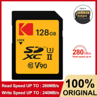 Kodak Original Memory SD Card 32GB SDHC 64GB 128GB 256GB 512GB SDXC Class10 Memory Card V30 V90 Support for Camera Car DV SLR