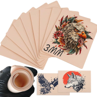 3mm Fake Skin Tattoo - 3PCS Yugui Tattoo Practice Skins 3mm Soft Silicone Double Sides 7.4x5.6" Tatt