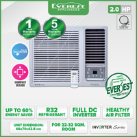 EVEREST 2.0HP Inverter Window Type Aircon/ Full Dc/ Compact Design/ Healthy Air Filter/ 22-32 sqm