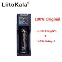 LiitoKala Lii-100 battery charger+HongKong LiitoKala Lii-29A 18650 2900mah Rechargeable battery for flashlight,10-20A discharge
