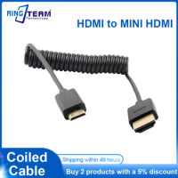 Mini HDMI to HDMI Coiled Cable for Canon EOS 6D 7D 50D 60D 60Da M M2 EOS 5D Mark II III 70D 100D 500D 550D 600D 650D 5D2 5D3