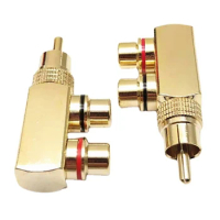 Gold Plated AV Audio Splitter Plug RCA Adapter 1 Male To 2 Female F Connector Tool