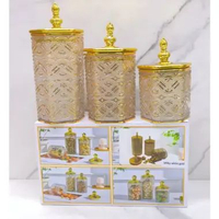 ZS - Toples Aklirik kedap udara gold emas / Toples set 3pcs/set mewah / Toples mewah aesthetic Tople