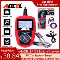 ANCEL BA101 Car Battery Tester 12V Battery Analyzer 2000CCA 220AH Automotive Car Battery Scanner Multilingual Diagnostic Tool