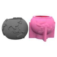 Concrete Flower Pot Mold Globe Shape Concrete Flower Pot Mold Soft and Reusable Planter Silicone Mold for Candle Clay Cement Pen