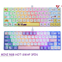 เก็บเงินปลายทาง. Nubwo NK50 BLUE SW  คีย์บอร์ดเกมมิ่ง 68ปุ่ม MECHANICAL Gaming Keyboard MINI RGB ถอด