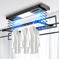 Modern electric foldable laundry clothing drying hanger automatic ceiling remote control intelligent clothes dryer rack