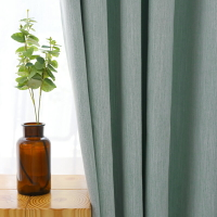 清新簡約現代棉麻北歐風格 美式厚純色臥室物理環保遮光窗簾定制