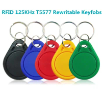 10Pcs EM4305 T5577 125khz Copy Rewritable Writable Rewrite Keyfobs RFID Tag Key Ring Card Proximity Token Badge Duplicate