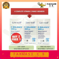 Live-Well E-Balance 400 i.u. Natural Vitamin E 60 capsules BUY 2 FREE 1 EXP:06/2026 [ Live well Farm