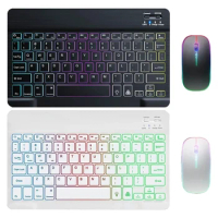10Inch Wireless Keyboard And Mouse RGB Backlit Rechargeable Bluetooth Keyboard And Mouse Combo Kit
