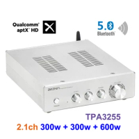 BRZHIFI Subwoofer Dual-core TPA3255 Bluetooth-compatible 5.0 Audiophile Amplifier 2.1 Channel Audio Power Stereo Amp