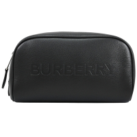 BURBERRY 品牌烙印LOGO旅用手拿包/萬用收納包(黑)