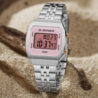 Dziner Jam Tangan Wanita 8370 Digital Rantai Stainless Steel Water Resistant 3 ATM