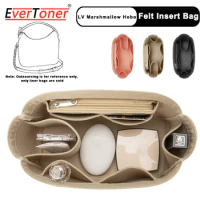 EverToner Felt Inner Bag For LV Marshmallow Hobo Bag Large Capacity Felt Makeup Inside Bag With Zipper Women's Tote Shaper