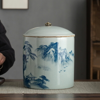 手繪茶葉罐 陶瓷密封罐茶餅盒七子餅罐6斤裝散裝通用普洱紅茶空盒